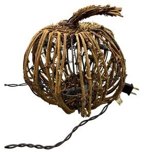 Rustic Wicker Pumpkin Shaped Electric Light Decor With Plug does not work READ